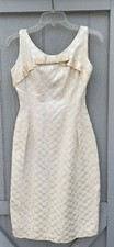 Vintage 1950's Cocktail sheath Dress Original Junior Theme ivory flowers sz S