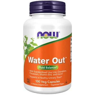 NOW Foods Water Out 100 Veg Capsules Supports Urinary Tract, Uva Ursi, Dandelion
