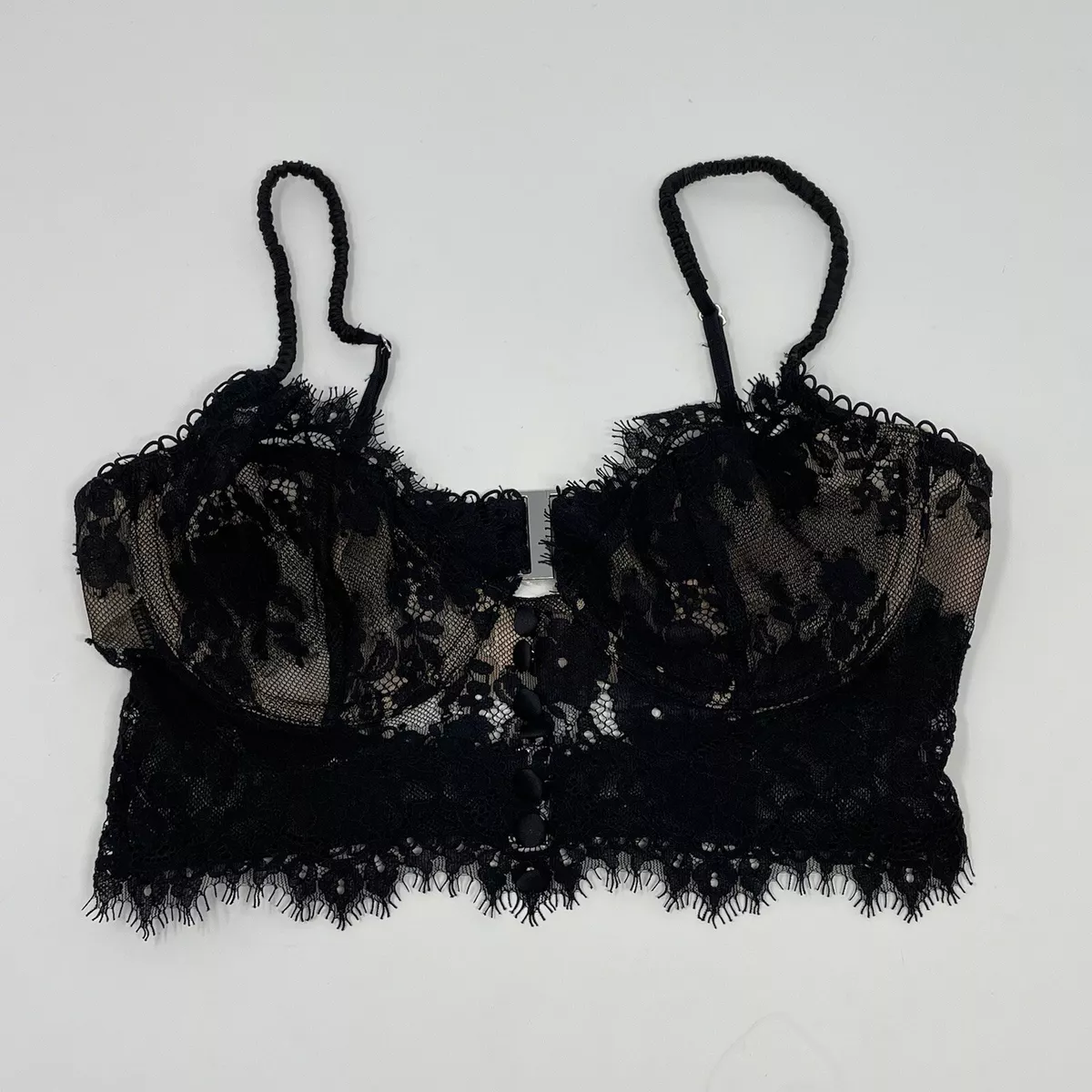 FOR LOVE & LEMONS FOR VICTORIA’S SECRET FAYE LACE Underwire Bra Black Sz XS