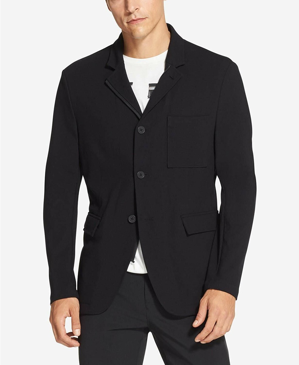 DKNY Mens Convertible Blazer Coat Navy Blue Large for sale online