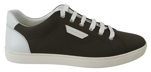 Dolce \u0026 Gabbana White Green Leather Low Top Sneakers Shoes - EU39/US6