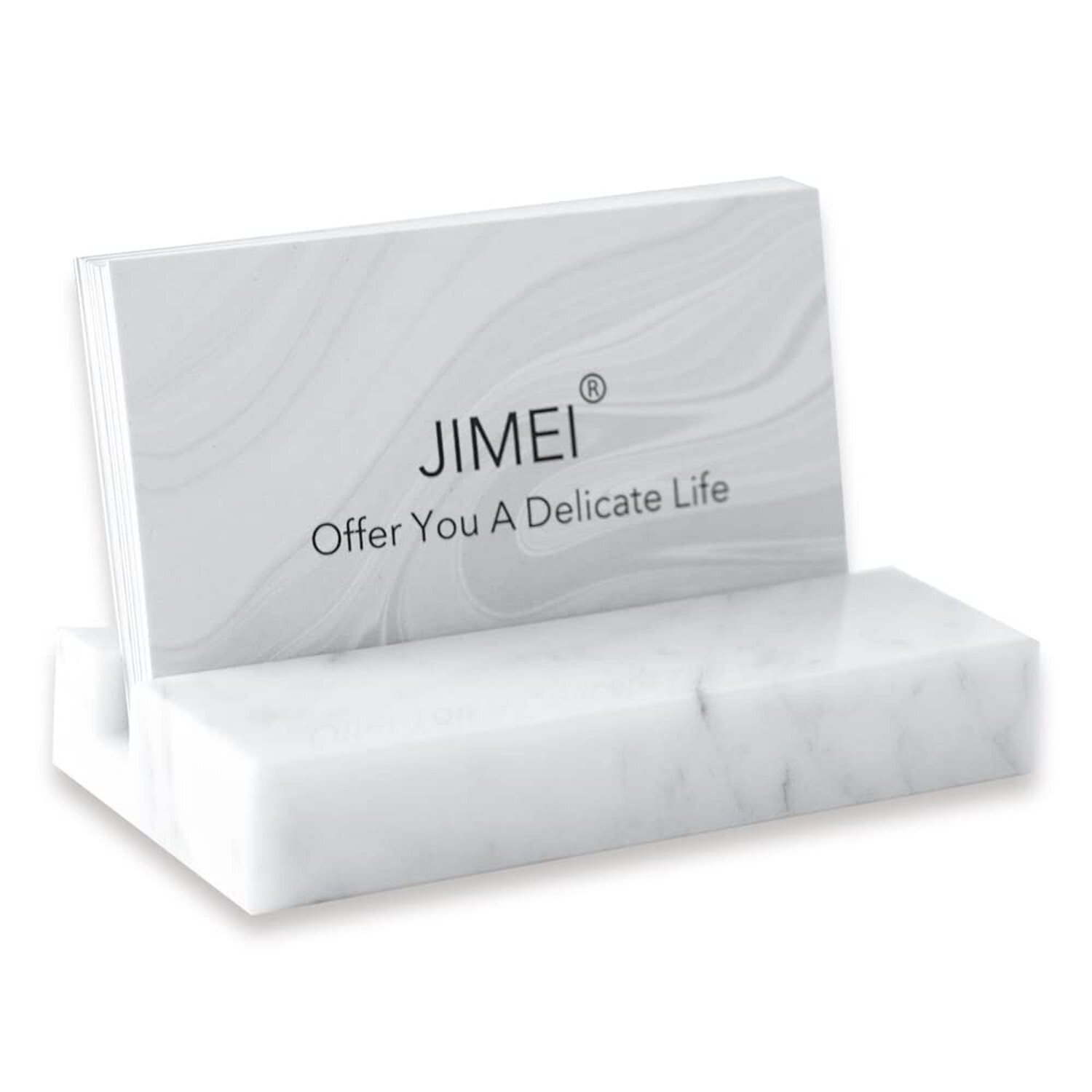 White Acrylic Business Card Holder for Desk Display-image