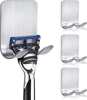 4 Pack Razor Holder for Shower, Stainless Steel Razor Holder Hooks, Waterproof