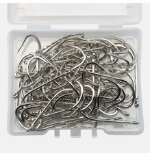 100Pcs Baitholder Bait Hook High Carbon Steel Silver Long Shank Fishing Hooks