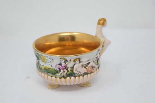 Antique Capodimonte Figural Angel Putto Handle Demitasse & Saucers Tea Set - Picture 5 of 9