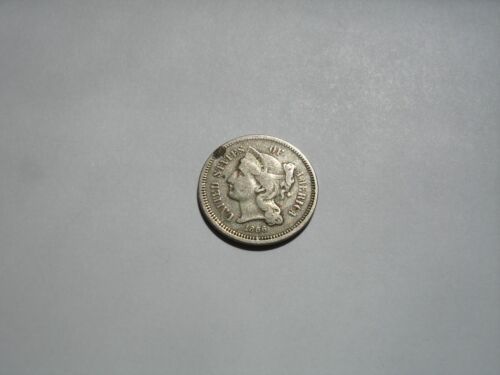 1866 US United States of America 3 Cents Three Cent Nickel Circulated Coin