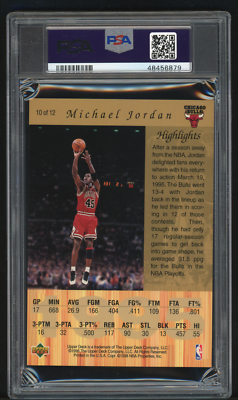 1998 UPPER DECK GATORADE MICHAEL JORDAN 1-12 COMPLETE SET-PSA 9,8