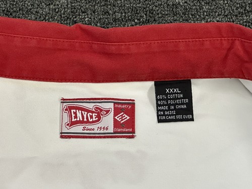 Polo da corsa Enyce "All Borough" bianca e rossa ricamata con bottoni ~ XXXL - Foto 11 di 13