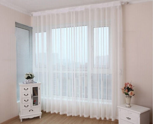 1pc Sheer White Voile Scarf Curtain Panel Sets Curtains Extra Wide Long - Picture 1 of 5