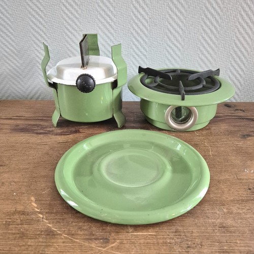 Vtg Enamelware Stove Kerosene 1-wick Campstove camping cooker Paraffin green - Picture 5 of 8