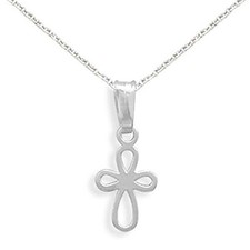 Extra Small Looped Cross Pendant Sterling Silver, Chain Included