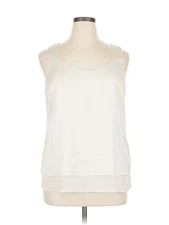 H By Halston Women Ivory Sleeveless Blouse 14