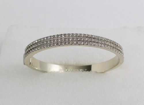 GIVENCHY Gold Tone Clear Crystal Hinged Bracelet