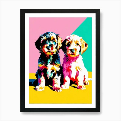 Drahthaarige zeigende Griffon Welpen, T gerahmtes Wandbild Poster Leinwanddruck Bild