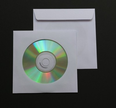 5000 St Deluxe Papier CD/DVD/Blu-ray Hüllen mit Fenster und Klappe 90 gr Papier