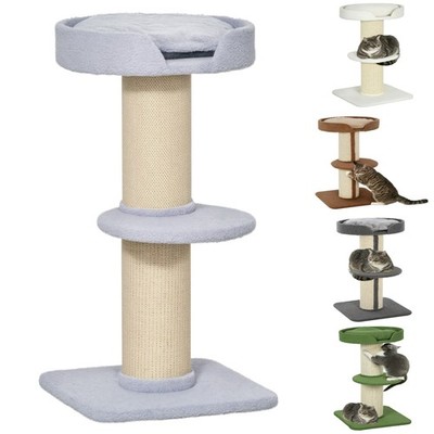 PawHut Katzenbaum Spielbaum Kratzstamm mit Plattform Sisal Plüsch 3 Farbe