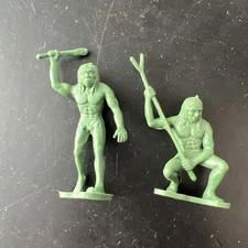 DFC  Cavemen Green Plastic Dinosaur Vintage 1980s Caveman Lot of 2