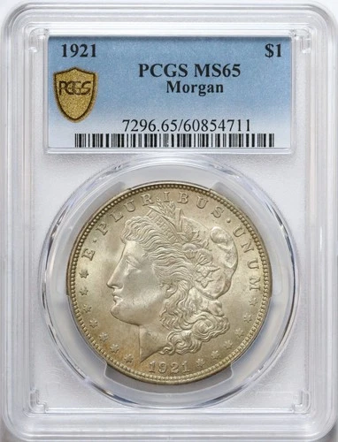 1921 $1 Morgan Silver Dollar - PCGS MS65 - Toned - GEM BU - Nice Luster