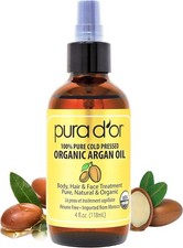 PURA D'OR Organic Moroccan Argan Oil 100% Pure Cold Pressed & USDA Organic Mois
