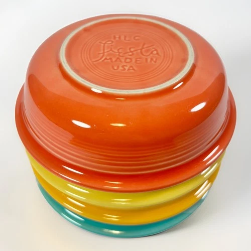 Vtg Org HLC Fiestaware Homer Laughlin Mixed Colors Cereal Soup Bowls (4)