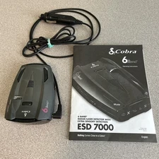 Cobra ESD 7000 Radar Laser Detector w/Power Cord, Window Mount, Manual, Tested