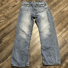 BKE Tyler Jeans Mens 33R Blue Distressed Bootcut Denim Western