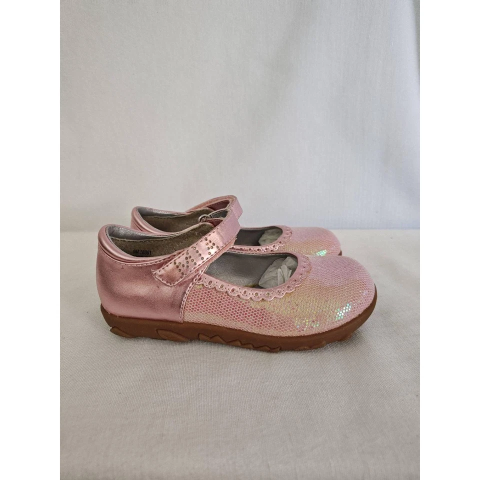 Zapatos MIA Mary Jane Drama Rosa Brillo Metálico Brillo Gancho Lazo Goma Nuevos 9 Foto 2 de 4