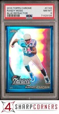 2010 TOPPS CHROME BLUE REFRACTOR #C143 RANDY MOSS HOF #/199 POP 2 PSA 8