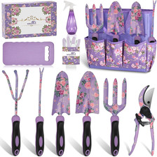 Utensili da Giardinaggio, WisaKey 10 Pezzi Set di Attrezzi da Giardino Viola Resistente Gard