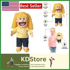 Adorable 14-Inch Peach Girl Puppet with Movable Mouth and Arms - Gifts for Kids