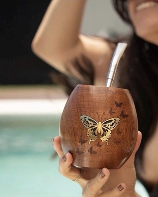 Butterfly- Algarrobo Wood Cup, Mariposa