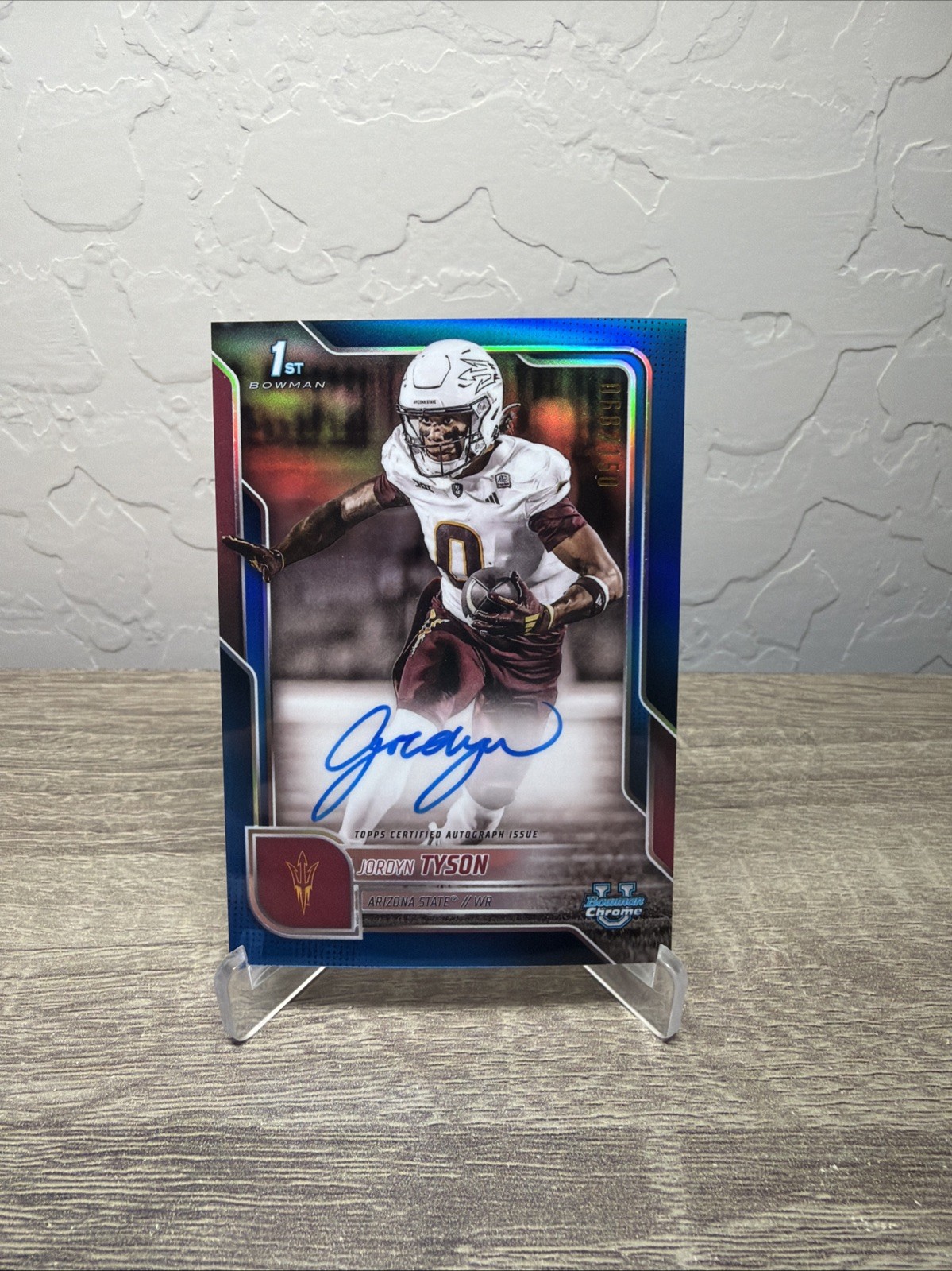 2025 Bowman Chrome University Jordyn Tyson Blue Refractor Auto /150 #BCA-JTY