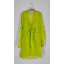 ASOS Tie Front Lettuce Edge 90s Mini Tea Dress Light Green Womens Size 2 New