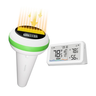 Solar Powered Floating Pool Thermometer, Wireless Digital Thermometer, IP68 W...
