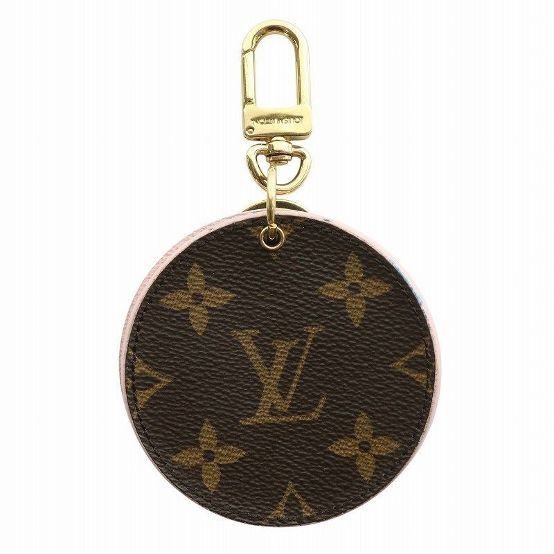 LOUIS VUITTONキーリング LOUIS VUITTON Compact Mirror Key Ring Back Charm Keychain Round