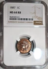 NGC MS-64 RB 1887 Indian Head Cent, Razor-Sharp, Red-Brown specimen!