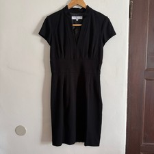 TRINA TURK | Black Split neck Short Sleeve Sheath Dress Little Black Dress LBD 6
