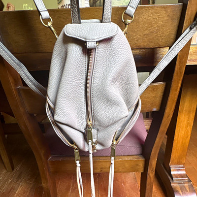 Rebecca Minkoff Beige Pebbled Backpack Gold Hardware Zip Closure Solid