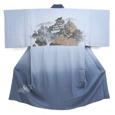 10668C5 Silk Japanese Kimono Men's Juban Castle
