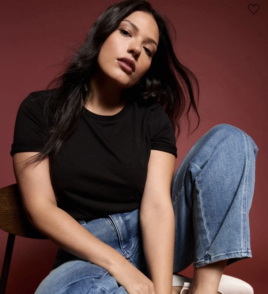 Camiseta para mujer Universal Standard T Rex cuello redondo - negra, roja, rayas. S 14-16 Foto 3 de 4