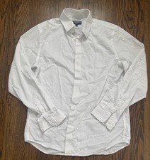 Express Modern Fit Men s White Polka Dot Dress Shirt Size M 15-15.5