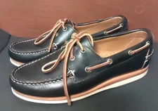 Allen Edmonds Men Blue Westbrook Leather Boat Two Eyelet Casual Shoes Size 8.5