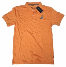 Boys Large 14/16 Youth Nautica Orange Polo Jersey Knit Pullover Logo Shirt