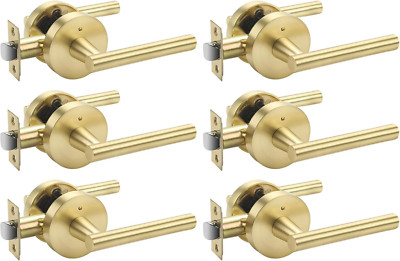 6 Packs Gold Door Handle Interior, Brushed Gold Door Handles, Gold Interior Leve