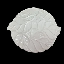 White Cabbage Leaf Covered Dish Bowl with Lid Made USA