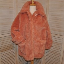 H&m Pink Faux Fur Coat Two Big Pockets Lined Barbie Core Warm Jacket Sz Lg Fuzzy