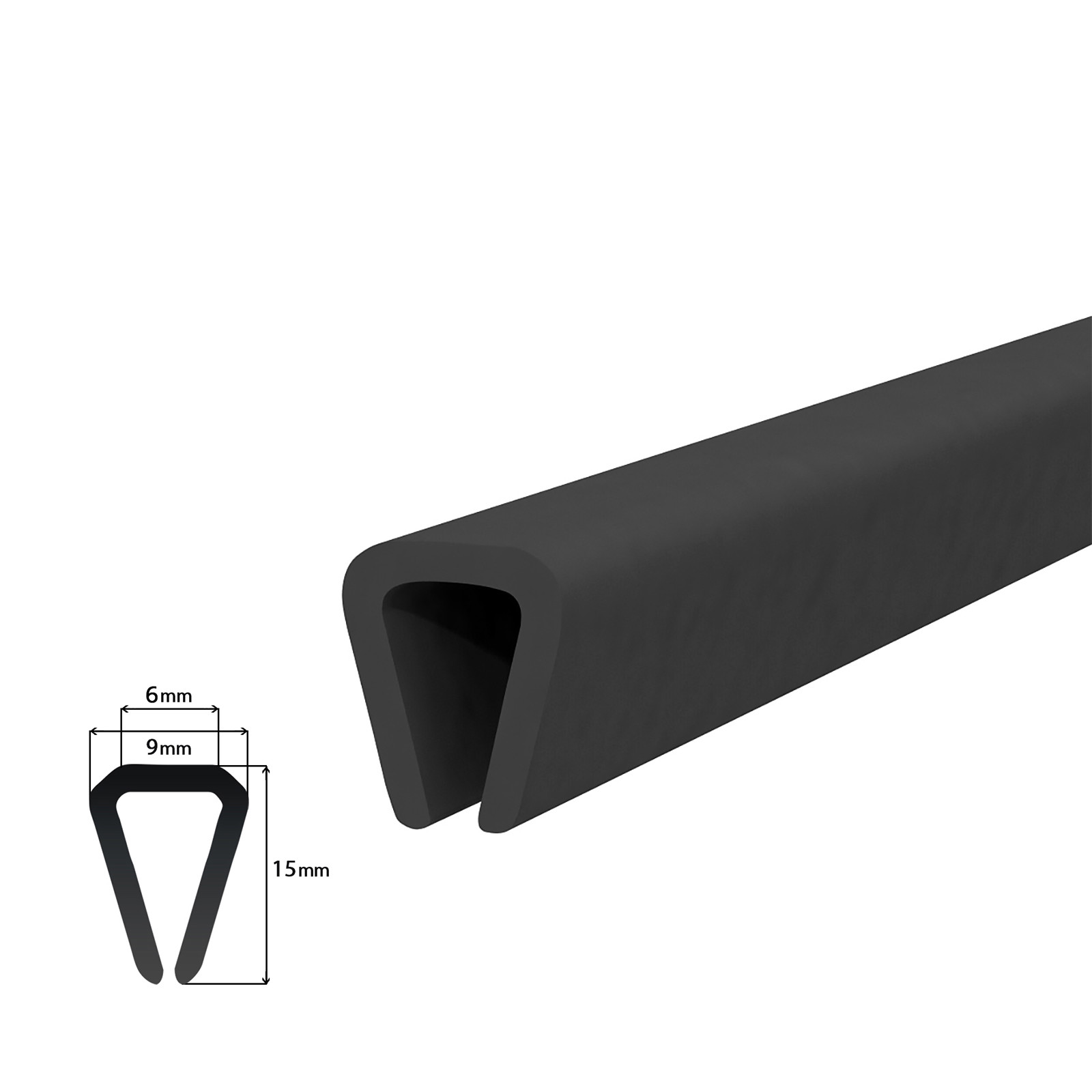 STEIGNER Gummidichtung Kantenschutzprofil S-583 SCHWARZ 7x11mm