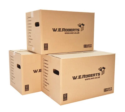 W.E ROBERTS 10 LARGE MOVING BOXES Strong Cardboard Box NEW # Removal Packing Shipping