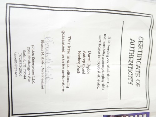 Darryl Sydor Signed NHL Dallas Stars Hockey Puck Auto with COA And Ticket 2003 - Picture 6 of 7