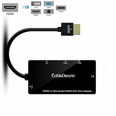 CableDeconn HDMI zu HDMI/ DVI/ VGA 4K 4-in-1 Adapter mit Audio Output Converter